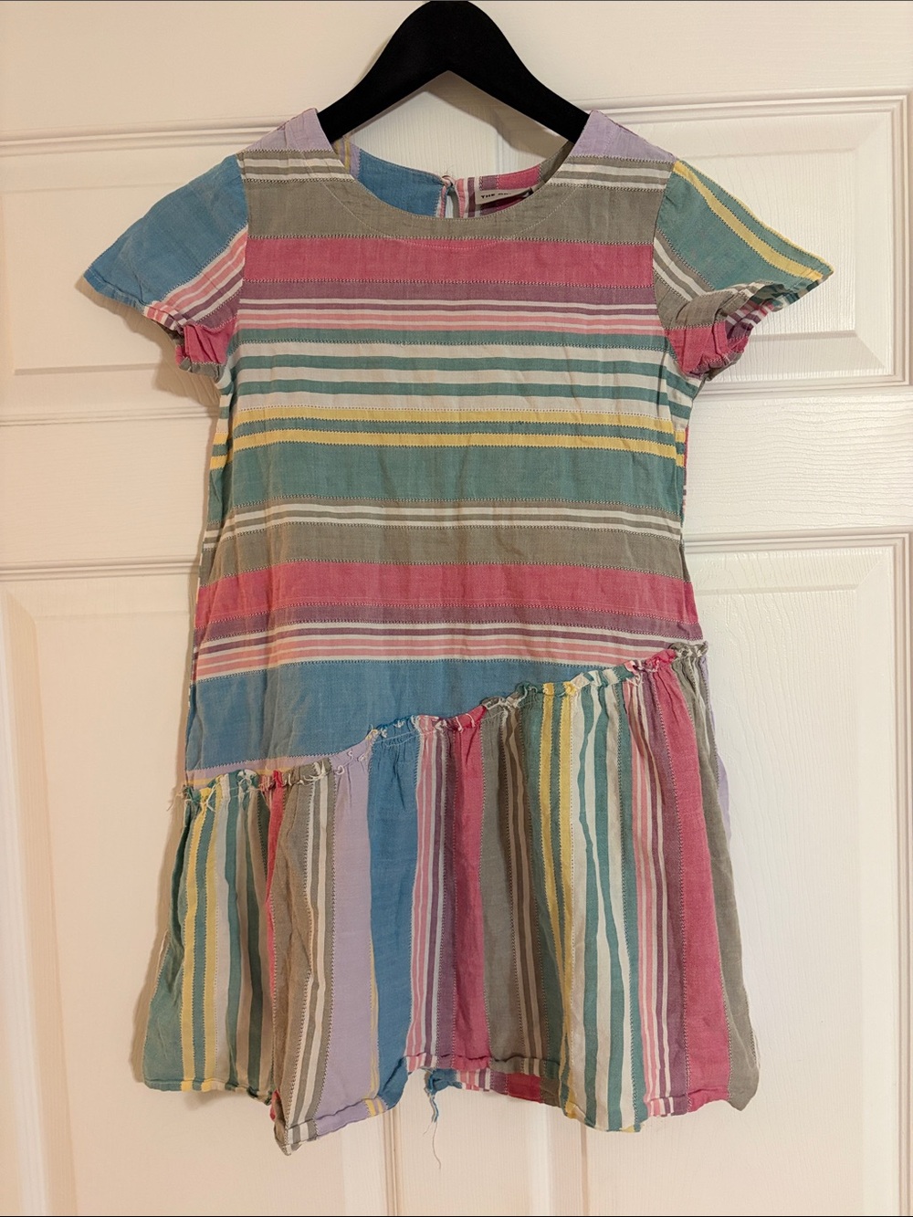 The Odells Anthropologie Girls Multicolored Striped Ruffle Dress